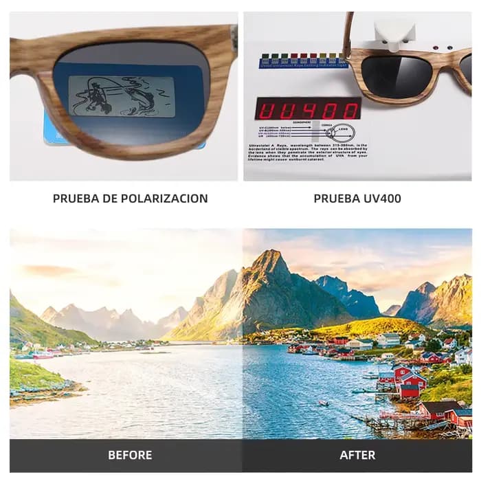 Lunettes de soleil en bambou naturel biodégradable GM
