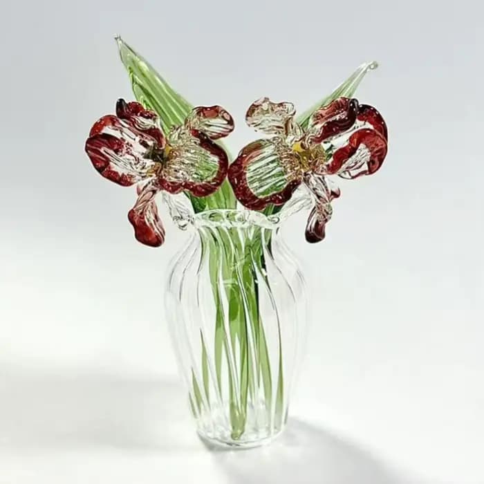Décor de fleurs en verre fleurs en verre faites à la main Bouquet de fleurs en verre soufflé à la main avec Vase Mini décoration florale pour la maison