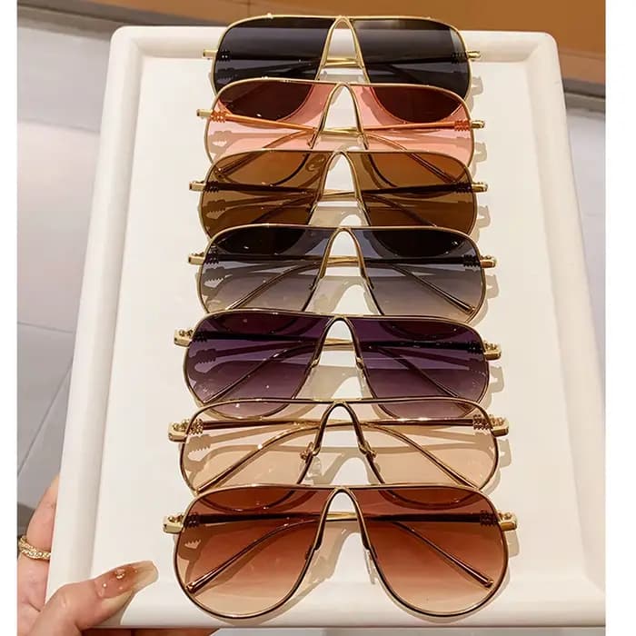 Nouvelle marque de mode lunettes de soleil carrées surdimensionnées pour femmes vintage alliage dégradé