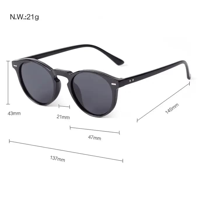 Lunettes de Soleil Rondes Vintage pour Homme et Femme