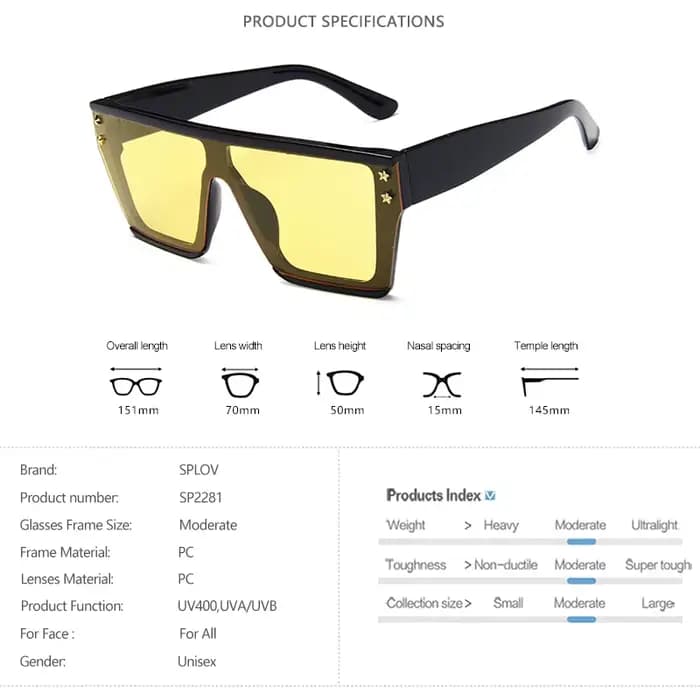 Lunettes de soleil à grande monture pour hommes et femmes
