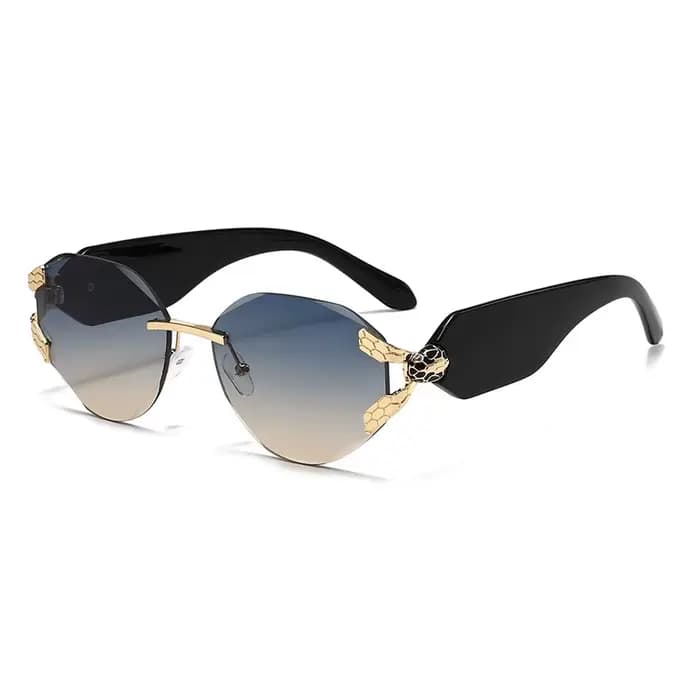 Lunettes de soleil sans monture 2026 avec décoration tête de serpent pour femme