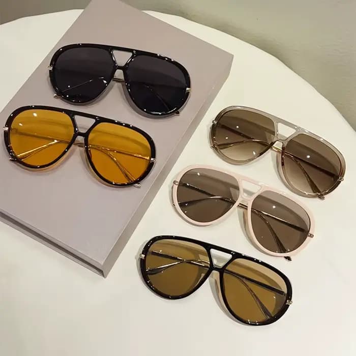 KAMMPT lunettes de soleil pilote surdimensionnées 2025 nouveau dans Vintage Double pont