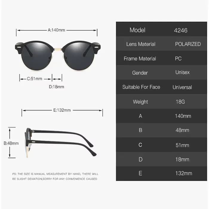 Lunettes de soleil polarisées rondes classiques pour hommes et femmes
