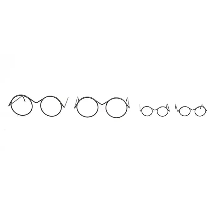 TH 2 paires de lunettes de poupée mignonnes noires, monture ronde, sans verres, style rétro, pour accessoires de poupée, environ 3,3 cm/5,7 cm