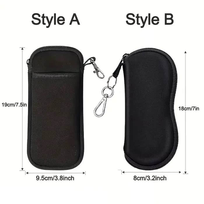 Étui à lunettes souple portable avec fermeture éclair et mousqueton