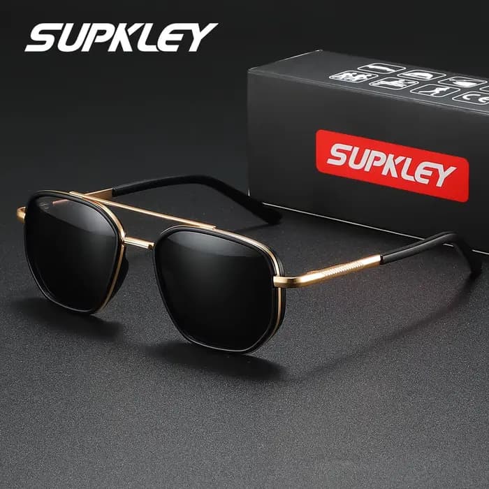 SUPKLEY Lunettes de soleil exquises avec monture rectangulaire et film polarisant pour une photographie polyvalente