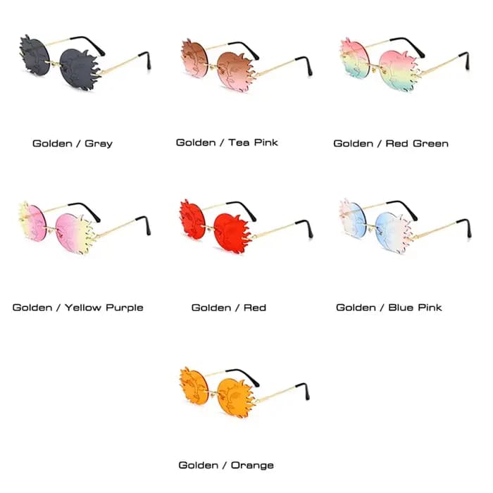 Buc& EI-Lunettes de soleil rondes irrégulières sans monture pour hommes et femmes, nuances de lunettes de soleil UV400, verres dégradés vintage, unique, mode