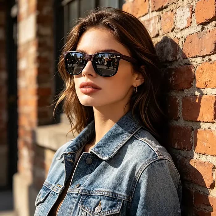 Lunettes de soleil KIDIN imitation grain de bois style Wayfarer pour hommes et femmes