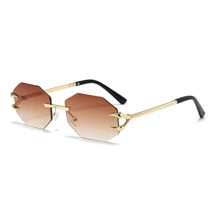 Lunettes de soleil hexagonales sans bords pour femmes et hommes