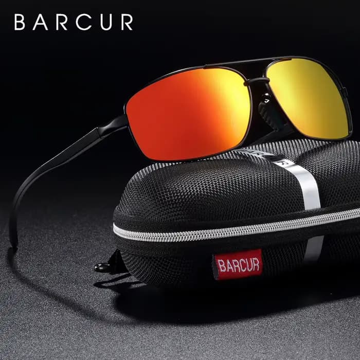 BARCUR aluminium magnésium carré lunettes de soleil hommes