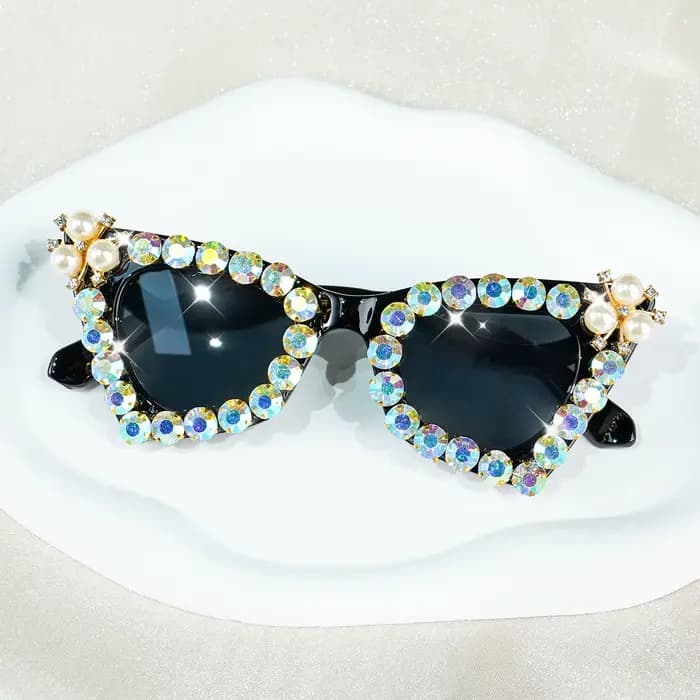 Lunettes œil de chat en strass scintillants pour femmes