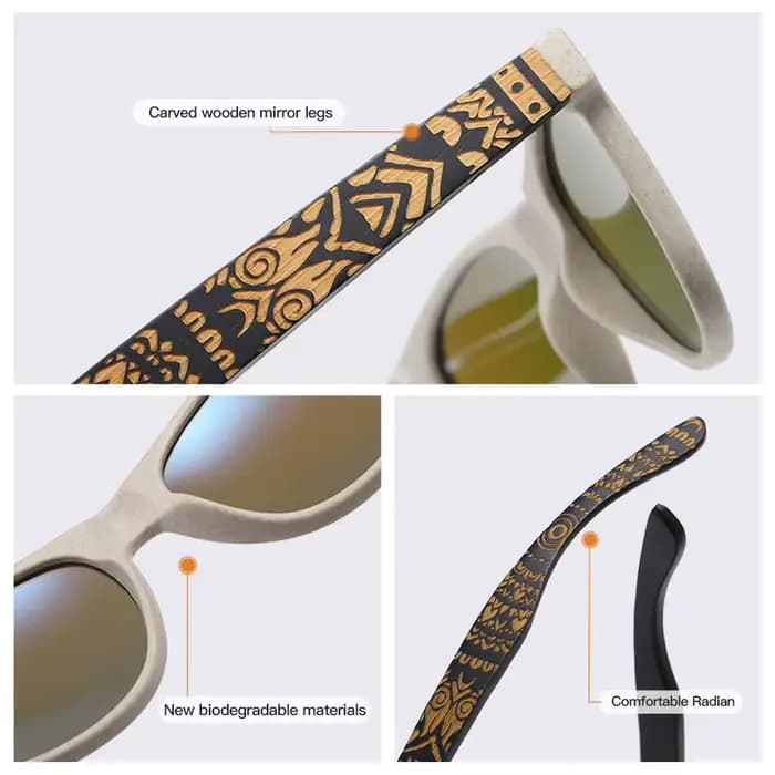 Lunettes de soleil en bambou pour hommes et femmes