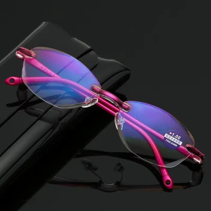 Lunettes de lecture carrées sans monture anti-lumière bleue 2025 pour femmes et hommes