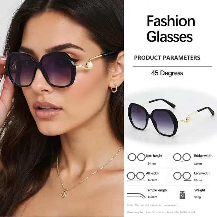 Lunettes de soleil polygonales à bords larges pour femmes