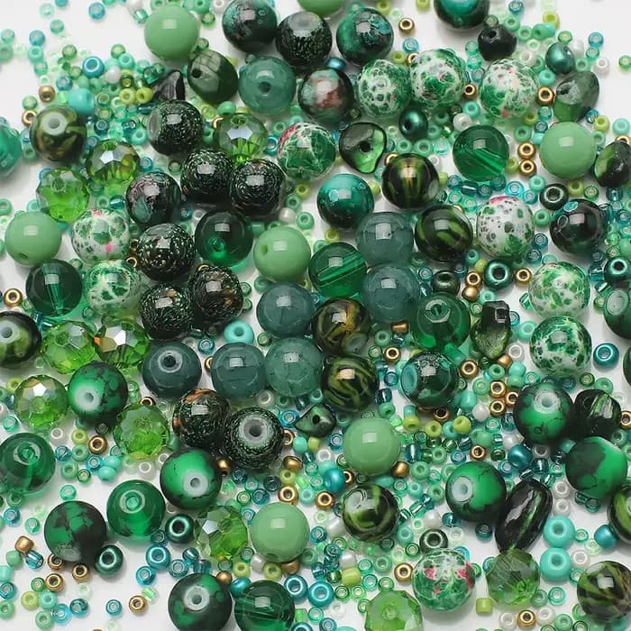 Perles rondes en verre de cristal vert, perles de rocaille, bricolage, bracelets exécutifs, collier, boucles d'oreilles, bague, artisanat d'art, téléphone fait à la main, 45g