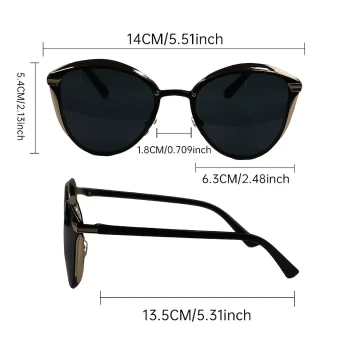 Lunettes de soleil papillon rétro classiques avec monture métallique unisexe