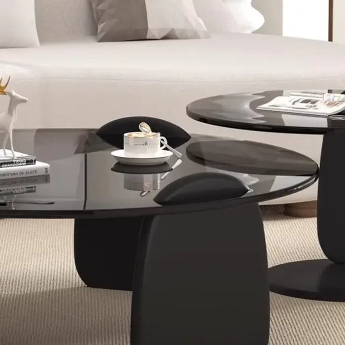 Table basse en verre avec Sculpture moderne, Table centrale en verre trempé, Style artistique, salon, canapé, placage des Tables d'appoint