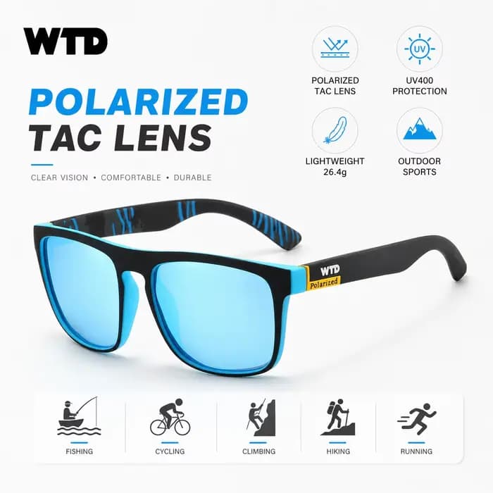 WTD UV400 Lunettes de soleil polarisées unisexes pour sports de plein air