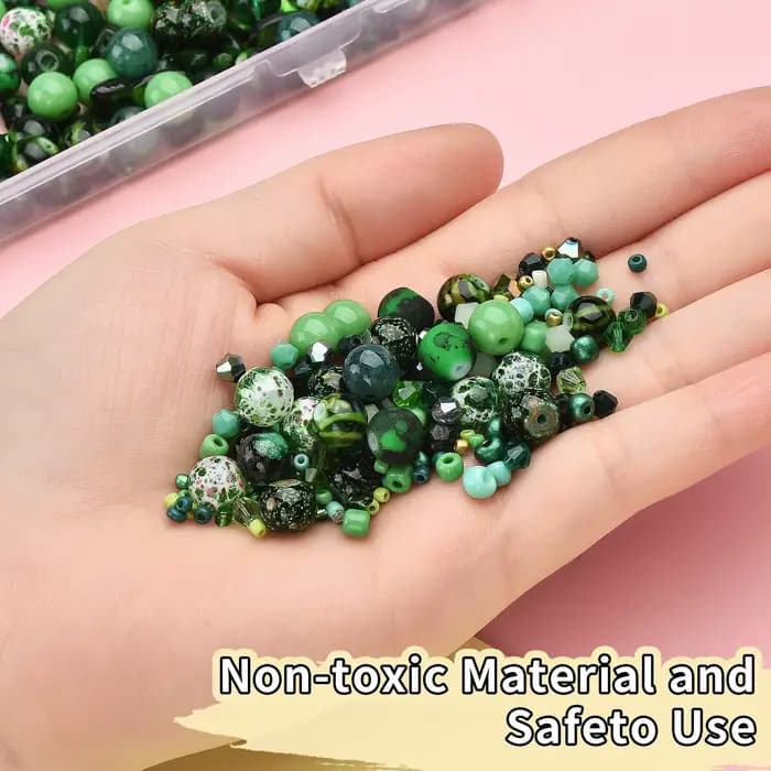 Kit de bijoux en perles de verre vert pour documents exécutifs, perles rondes pour bricolage, bracelet, boucle d'oreille, collier, fournitures exécutives