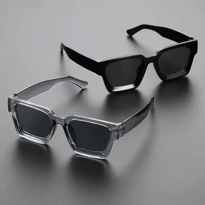 Lunettes de soleil unisexes à monture carrée en plastique