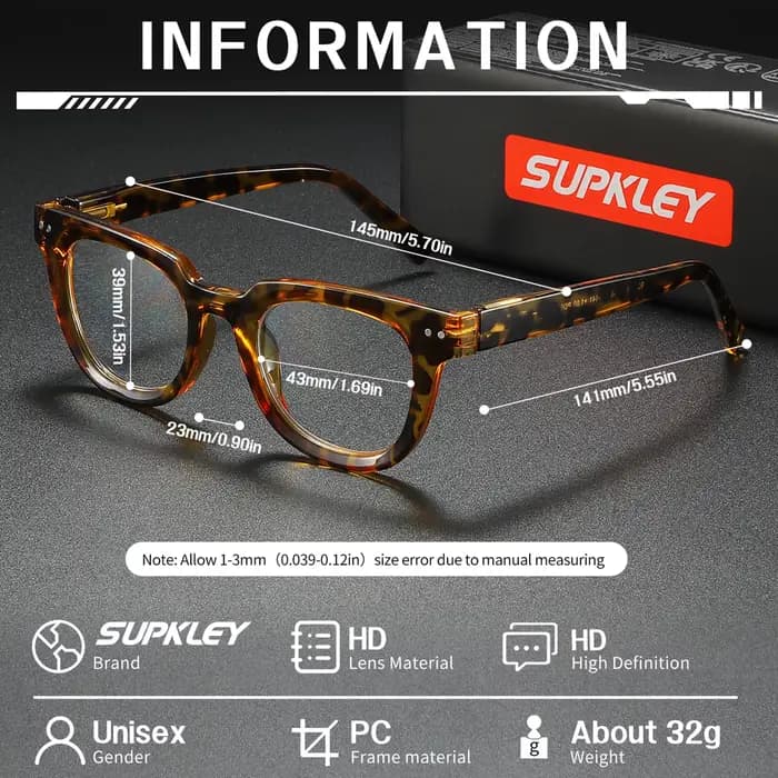 SUPKLEY Lunettes de lecture unisexes de haute qualité avec montures ovales