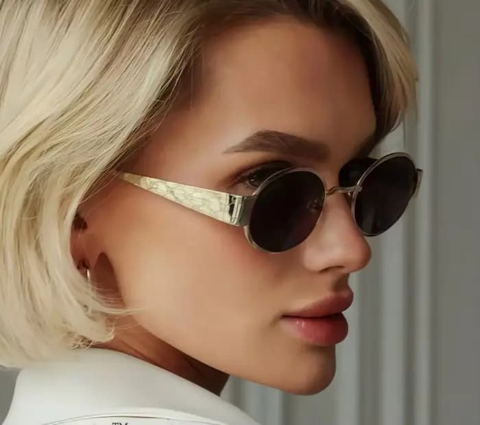 Glamour luxe femmes lunettes de soleil métal ovale marque