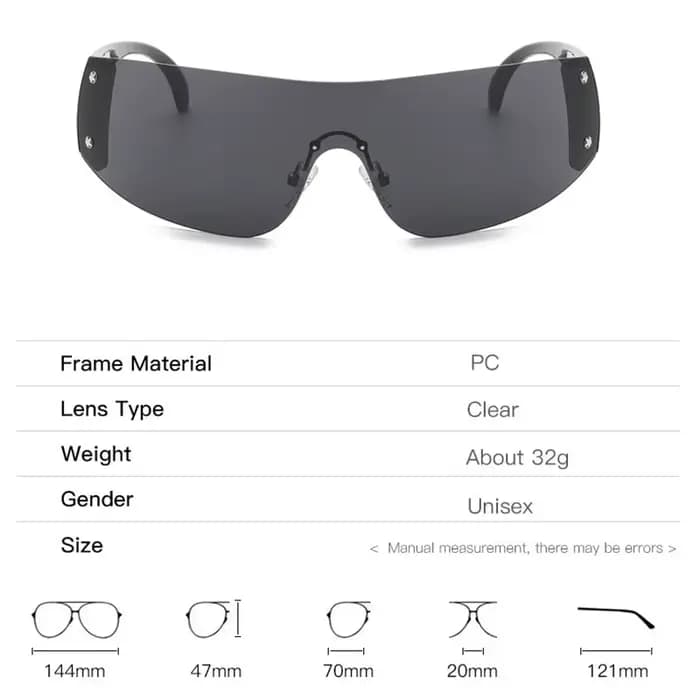Y2K – lunettes de soleil de styliste sans bords pour femmes et hommes