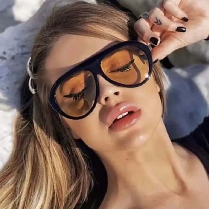 Lunettes de soleil pilote jaunes surdimensionnées pour femmes et hommes
