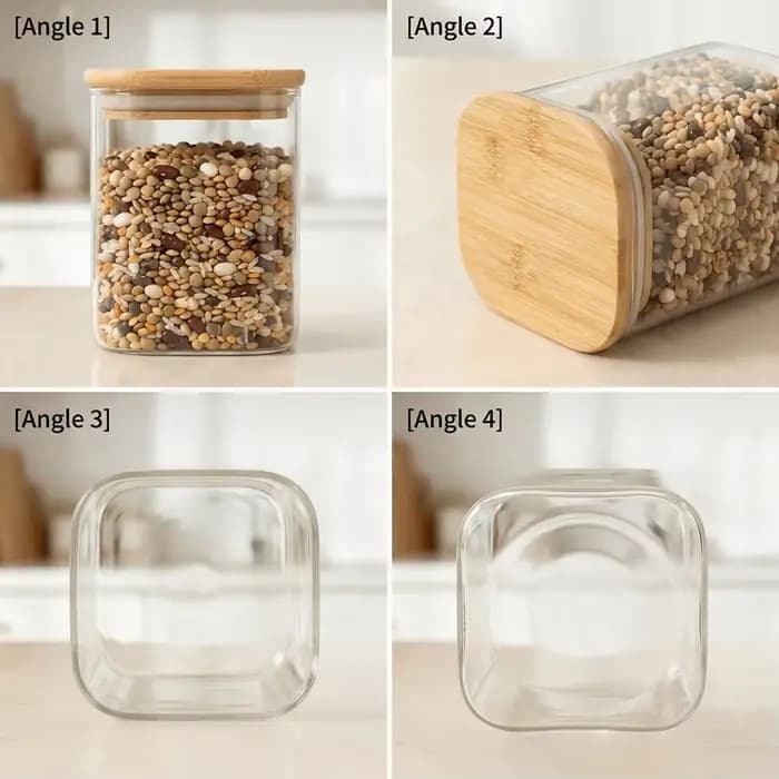 2/4/6/12Pcs-400Ml Pots en verre carrés hermétiques, récipients de stockage alimentaire pour la cuisine, pots de stockage alimentaire avec couvercles, pots à biscuits, pots à sucre, pots de stockage de