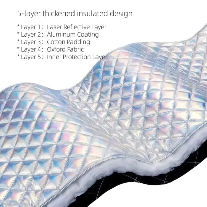 Pare-soleil pliable pour pare-brise, 5 couches, réfléchissant au laser, protection UV, protection contre la chaleur, couvre la fenêtre avant, garde l'intérieur au frais