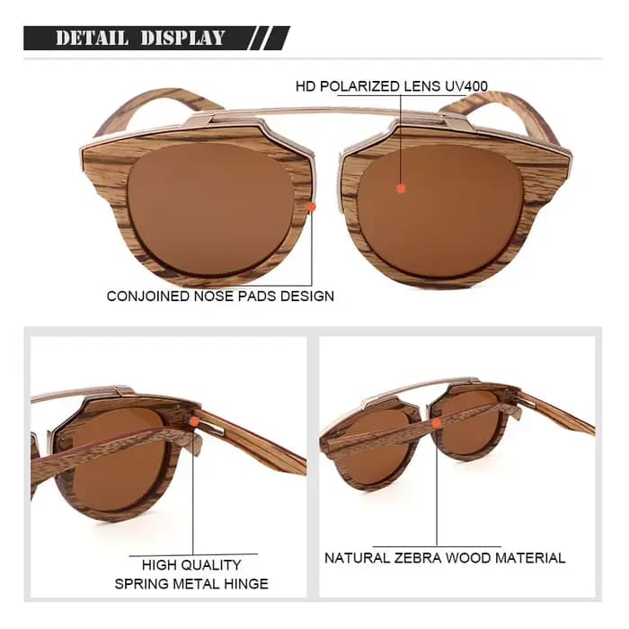 Lunettes De soleil en bois naturel hommes