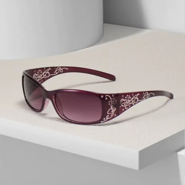 Lunettes de soleil à monture carrée incrustée de diamants