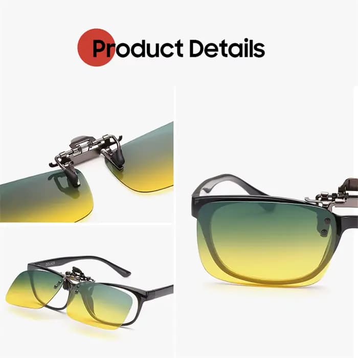 Jour et nuit Flip Up Clip sur lunettes de soleil polarisées conduite Aviation surdimensionné S M L taille jaune vert