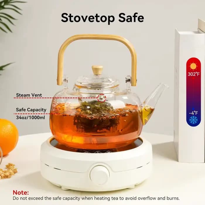 Théière en verre avec infuseur, 1 pièce, machine de cuisson de thé en Borosilicate, cuisinière sûre pour les feuilles mobiles, tisane pour la maison, les voyages en plein air