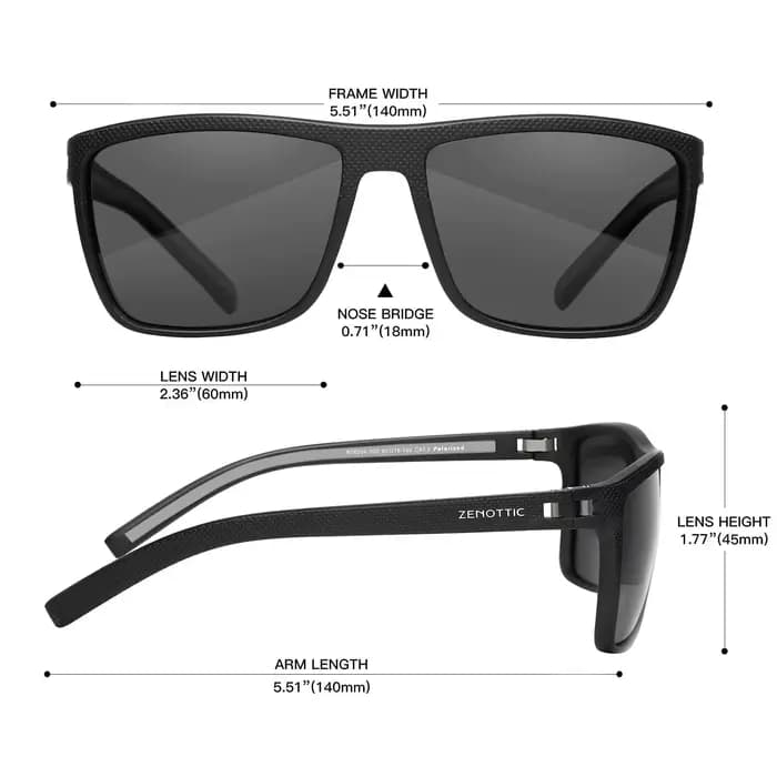 ZENOTTIC Lunettes de soleil polarisées carrées rétro