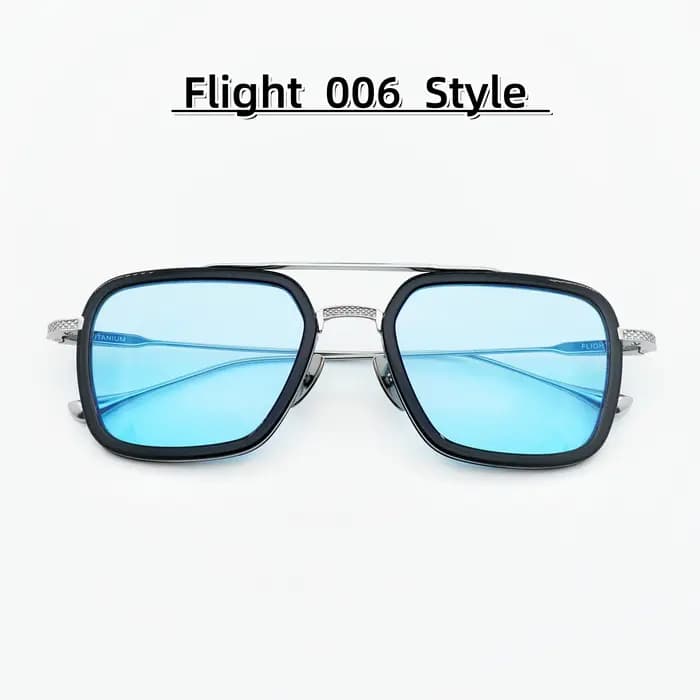 Lunettes de soleil de luxe carrées à double pont Dita Style Flight 006 bleues