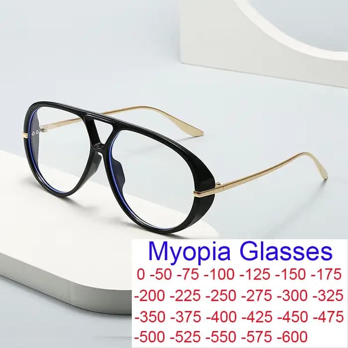 Marque de luxe Designer surdimensionné pilote myopie lunettes 2025 Vintage noir clair