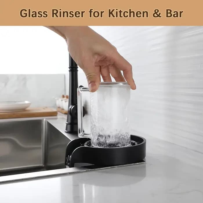 Rinse-verres pour évier de cuisine, lave-bouteilles et tasses, à fixer sur l'évier, rinse-verres de bar, accessoires pour évier de cuisine, tube d'eau souple