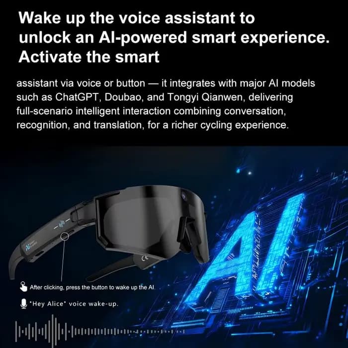 Lunettes intelligentes Xiaomi AI ChatGPT avec caméra 1080P, 8MP, anti-tremblement, pour le cyclisme, vidéo et photo, lunettes de sport, double micro, 32 Go, lunettes anti-vent