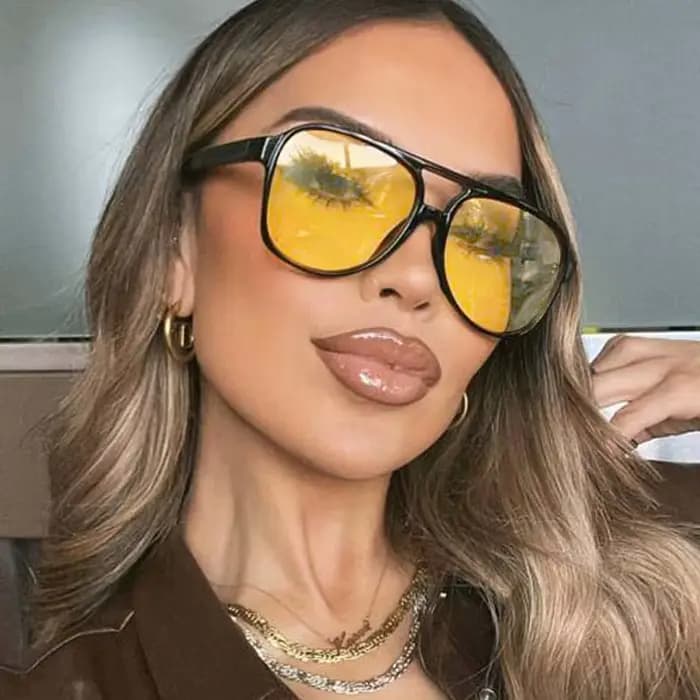 Lunettes de soleil vintage à double pont pour femme