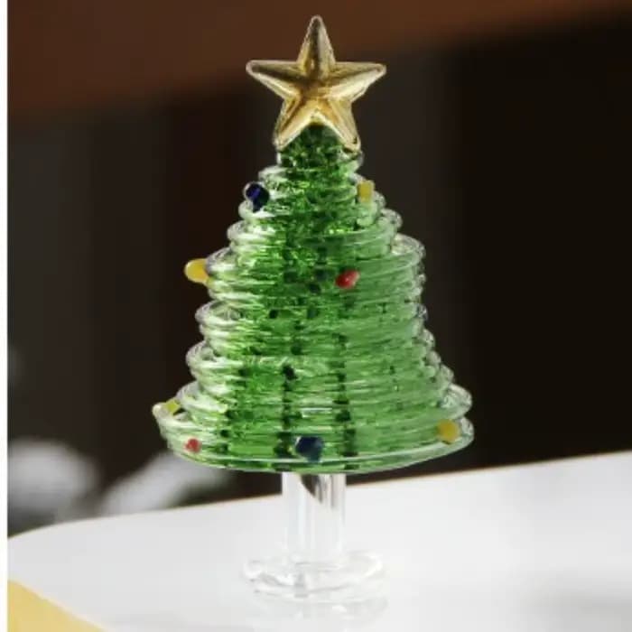 Décoration de Noël : Figurines d'arbre de Noël en verre brossé faites à la main, mini artisanat, décoration de Noël