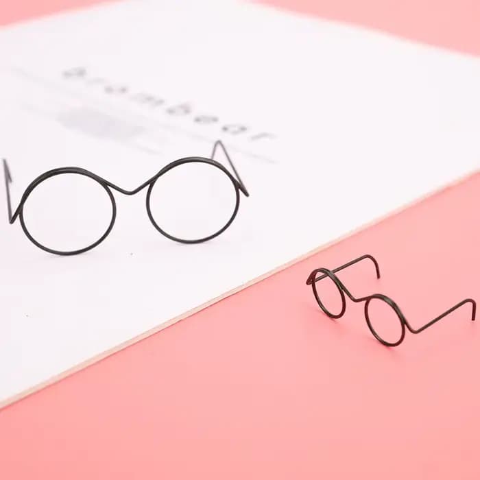 TH 2 paires de lunettes de poupée mignonnes noires, monture ronde, sans verres, style rétro, pour accessoires de poupée, environ 3,3 cm/5,7 cm