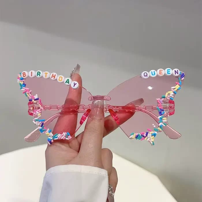KAMMPT lunettes de soleil en forme de papillon avec arrose femmes mode cadeau d'anniversaire décor nuances