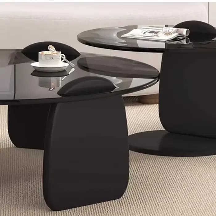 Table basse en verre avec Sculpture moderne, Table centrale en verre trempé, Style artistique, salon, canapé, placage des Tables d'appoint