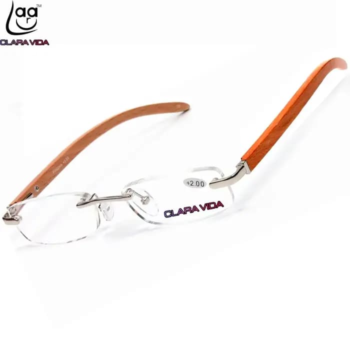 Lunettes de lecture pieds de bambou en bois sans monture pour hommes et femmes