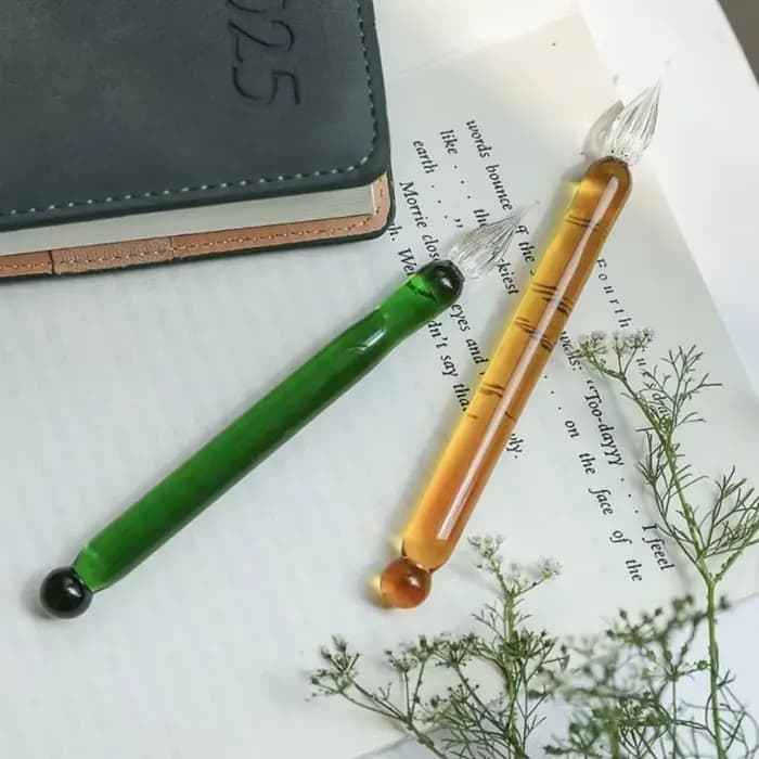 Stylo à plume en verre, unité individuelle, idéal pour étudiant, coloré, transparent, cadeau vintage, pour peinture artistique, signature, calligraphie