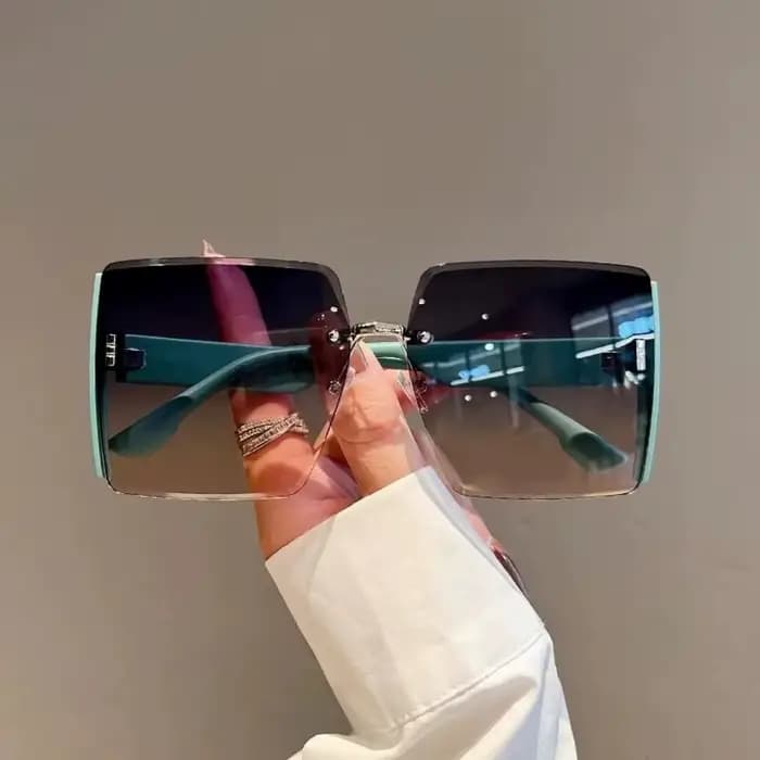 Lunettes de soleil rétro carrées sans cadre pour femmes