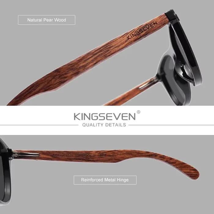 Lunettes de soleil rétro en bois KINGSEVEN pour hommes