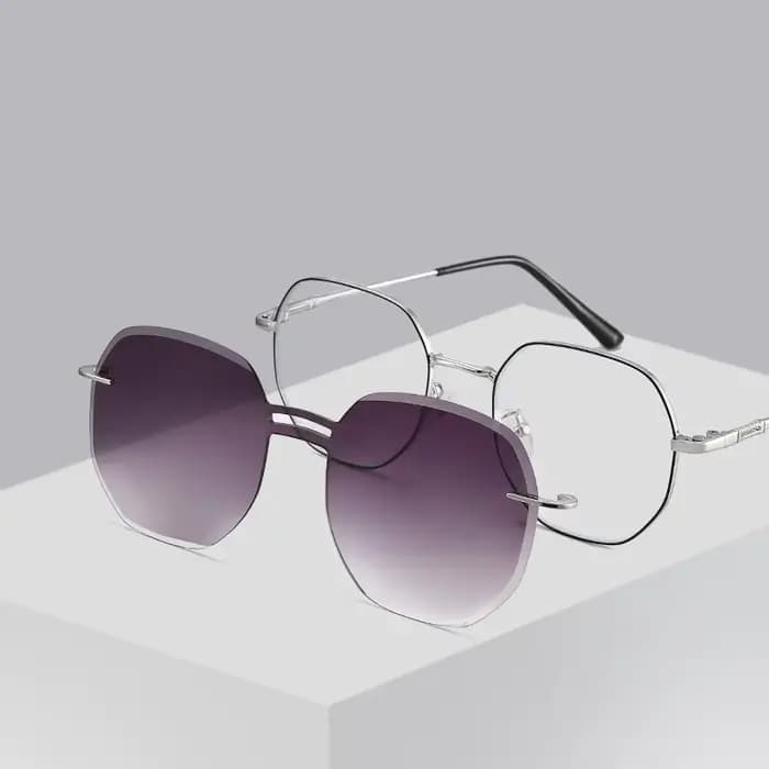COHK rond aimant lunettes de soleil femmes pince